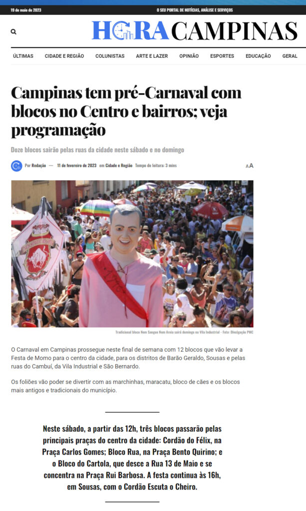 Matéria de imprensa sobre o Escuta o Cheiro