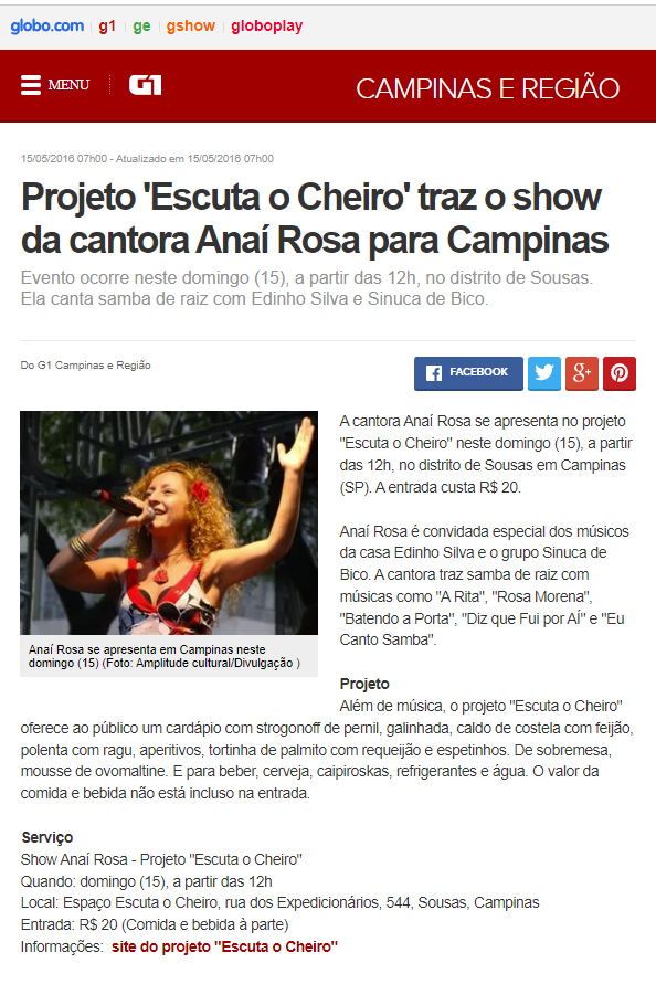 Matéria de imprensa sobre o Escuta o Cheiro