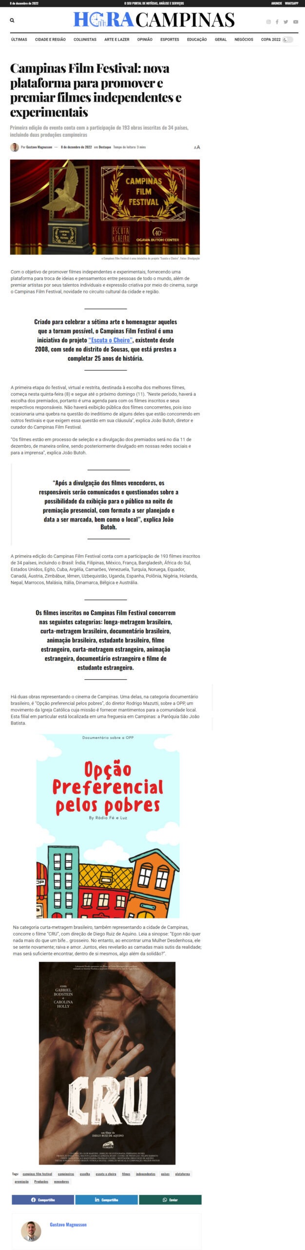 Matéria de imprensa sobre o Escuta o Cheiro