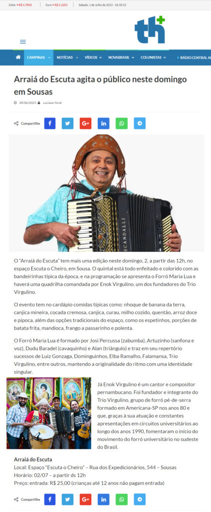 Matéria de imprensa sobre o Escuta o Cheiro