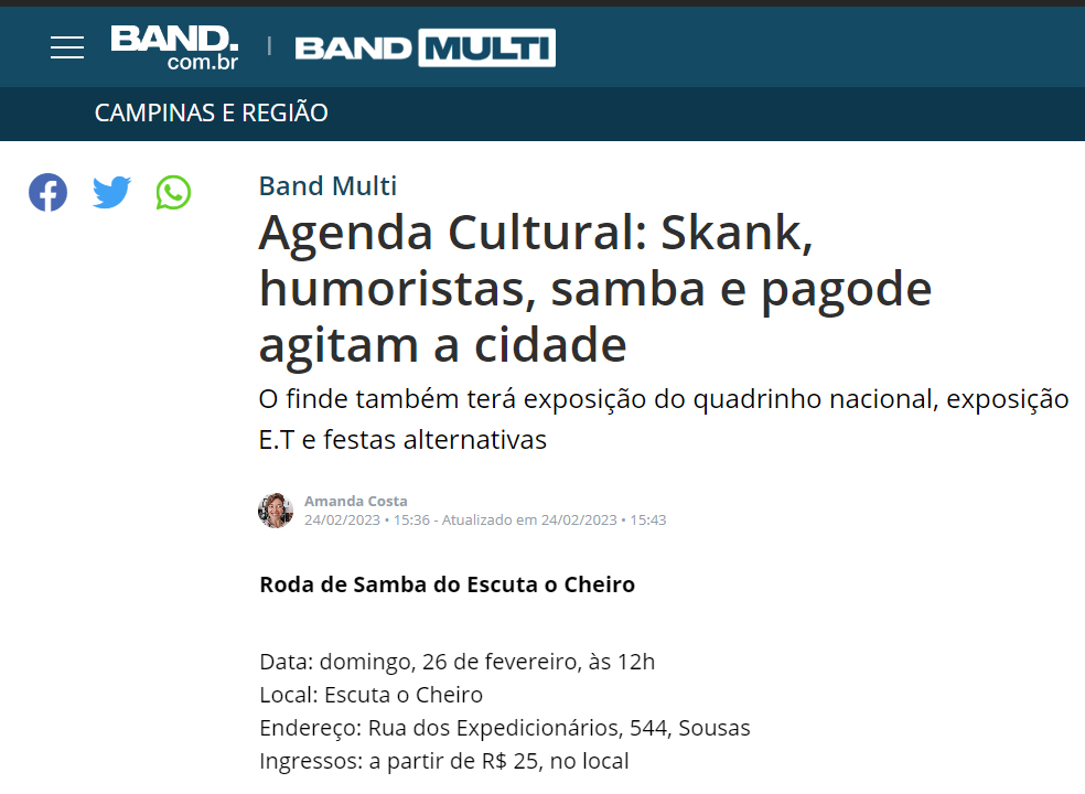 Matéria de imprensa sobre o Escuta o Cheiro