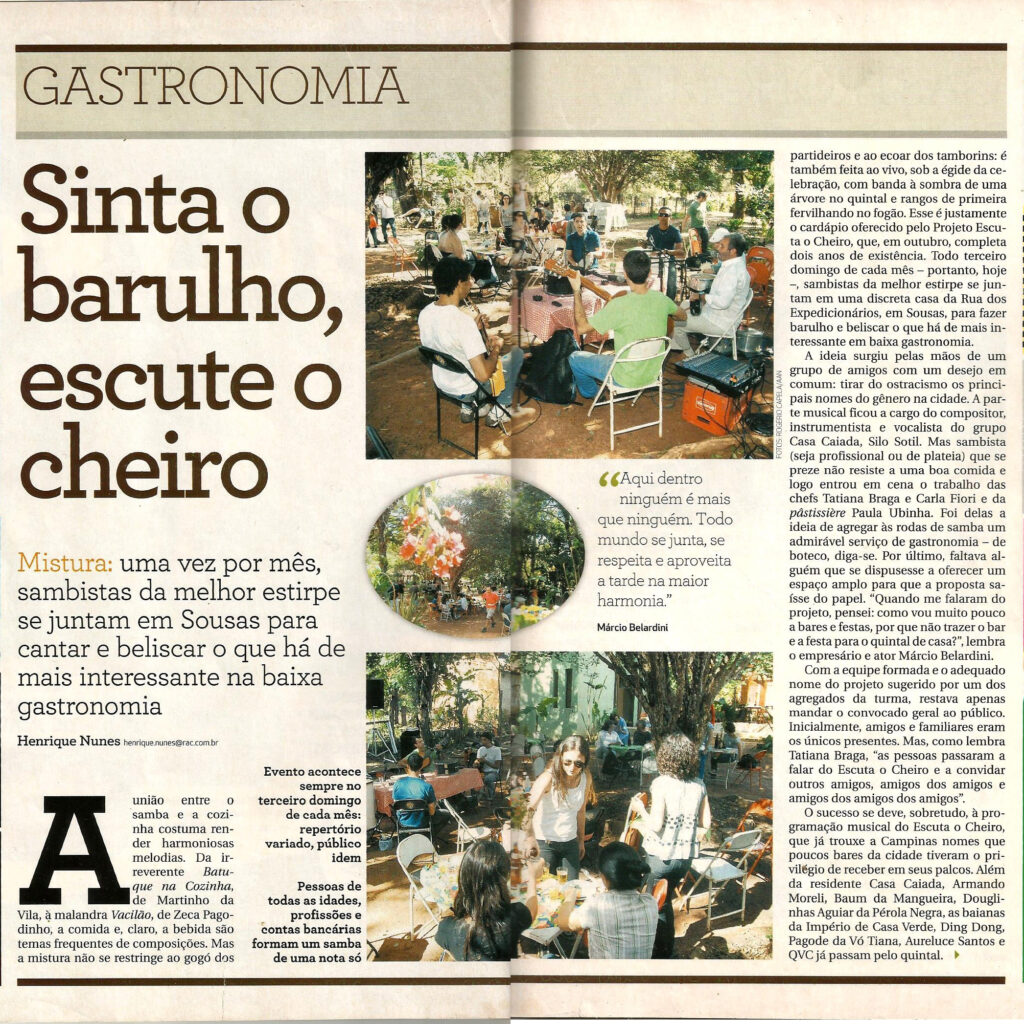 Matéria de imprensa sobre o Escuta o Cheiro