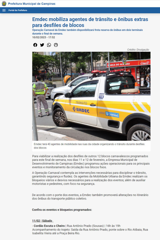 Matéria de imprensa sobre o Escuta o Cheiro
