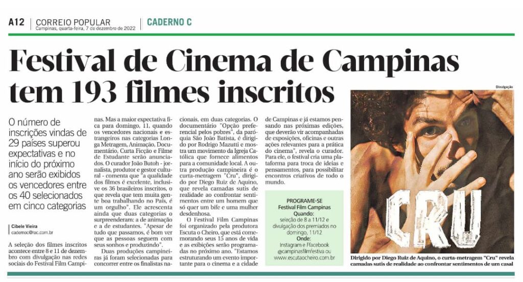 Matéria de imprensa sobre o Escuta o Cheiro