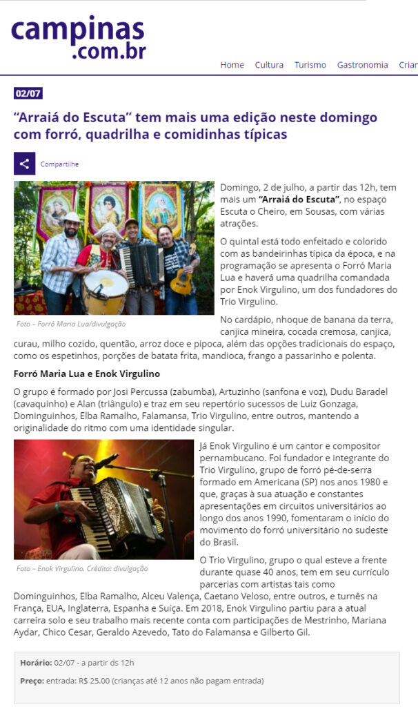 Matéria de imprensa sobre o Escuta o Cheiro