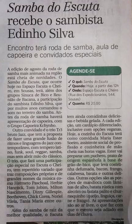 Matéria de imprensa sobre o Escuta o Cheiro