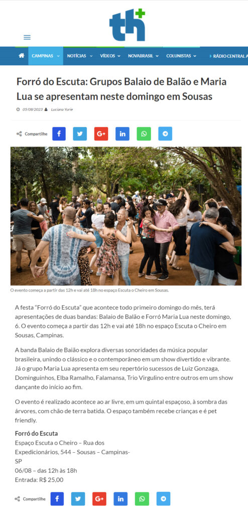Matéria de imprensa sobre o Escuta o Cheiro